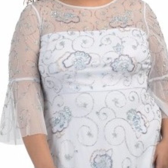 Adrianna Papell Serenity Blue Beaded Midi Dress New with Tags Size 22W NWT - Picture 11 of 12